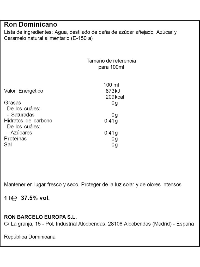 Ron Barcelo Añejo 1L