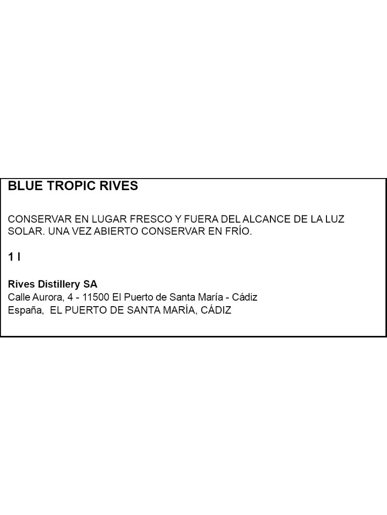 Licor Blue Tropic Rives 1L